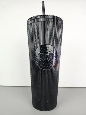 Starbucks Black Pleated Metallic Tumbler Winter 2024 Collection